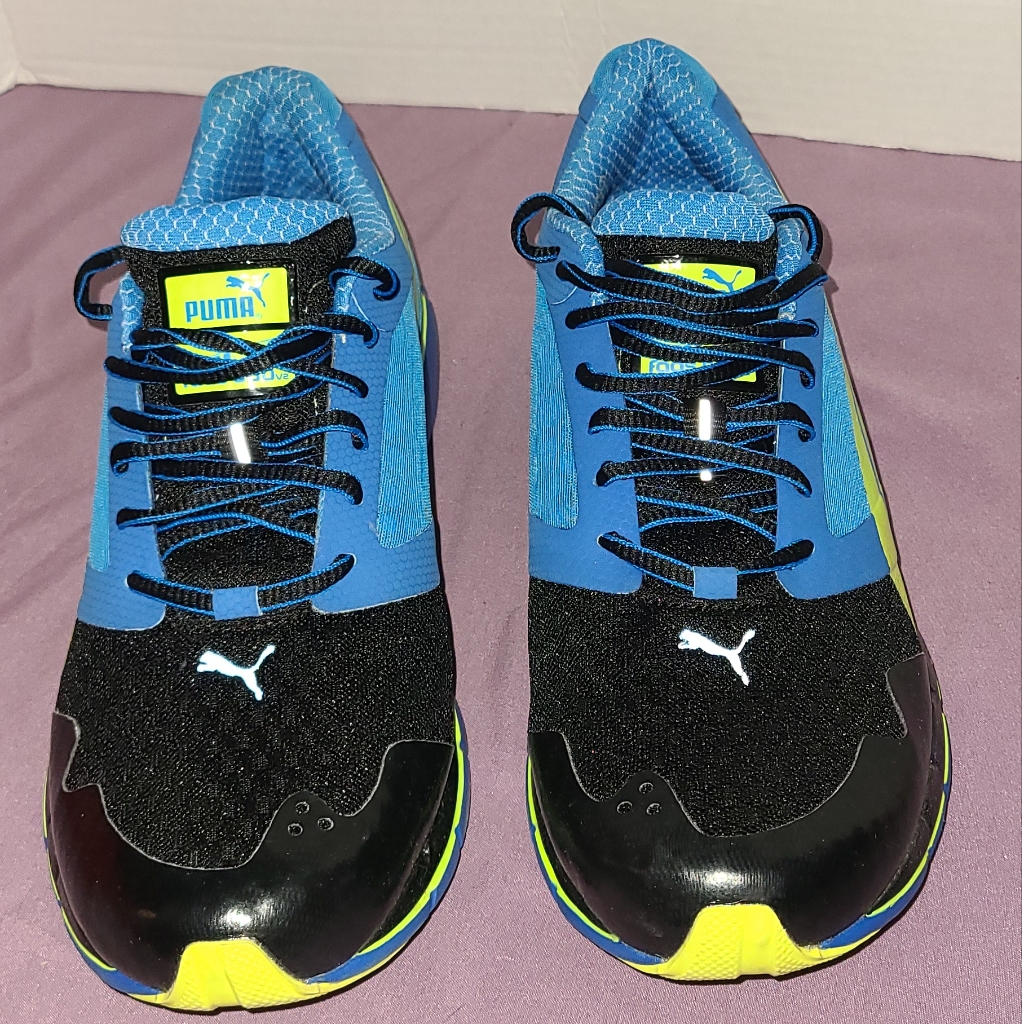 Puma Mens Running Shoes Trainers Faas 500 V2 Black Blue Yellow Us 8.5